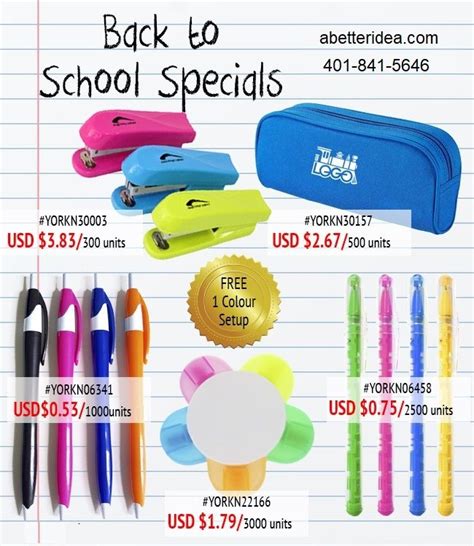 BACK TO SCHOOL PROMO SPECIALS!! School & Academic Promotional Products. Show your school, colleg ...