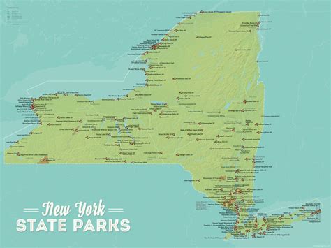 SARAH? New York State Parks Map 18x24 Poster | Etsy Us National Parks Map, New York State Parks ...