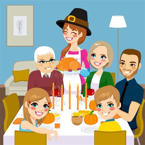 Thanksgiving Family Dinner Stock Vector - Image: 45819434