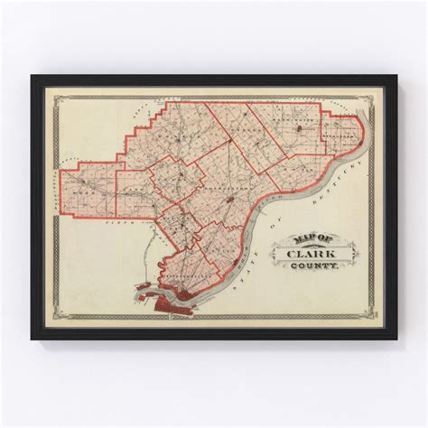 Vintage Map of Clark County Indiana, 1876 by Ted's Vintage Art in 2022 ...