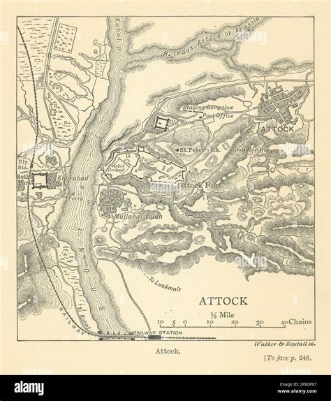 PAKISTAN. Attock town & Attock Fort sketch map. Khairabad. Sikh Fort 1905 Stock Photo - Alamy