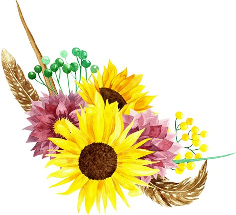 flowers png rustic wedding decor sunflowers clipart Sunflower bouquet watercolor clipart Art ...