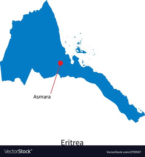 Detailed map of Eritrea and capital city Asmara Vector Image