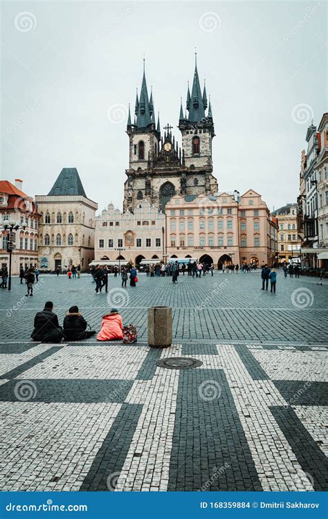 Main Square of Prague with Lots of Tourists in Autumn Season Editorial ...