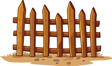 cartoon wooden fence stock vector illustration, Cartoon wooden garden fence wall stock vector ...