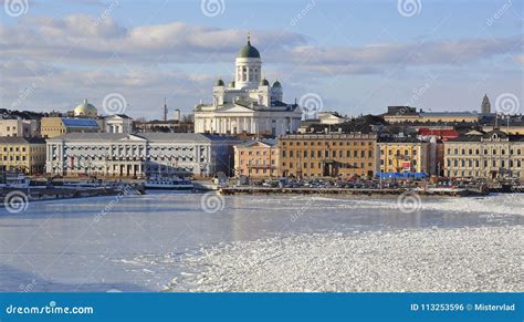 Helsinki Skyline and Helsinki Cathedral in Winter, Finland Stock Photo - Image of sightseeing ...