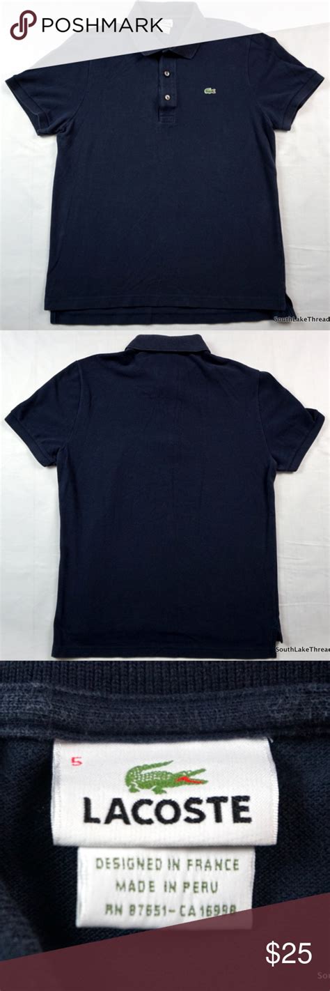 Lacoste Alligator Polo Shirt Navy Blue Size 5 MED Men's Lacoste ...