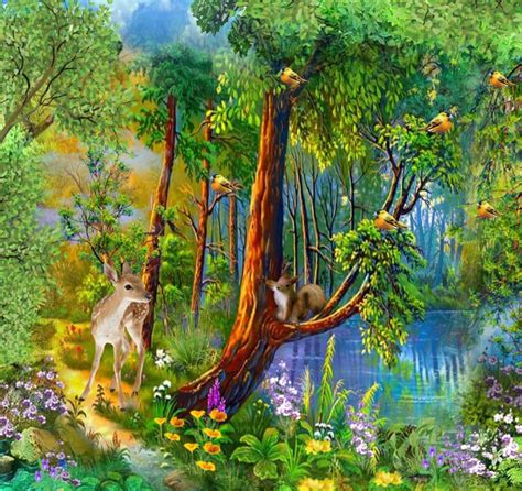 Summer animals in the forest - online puzzle