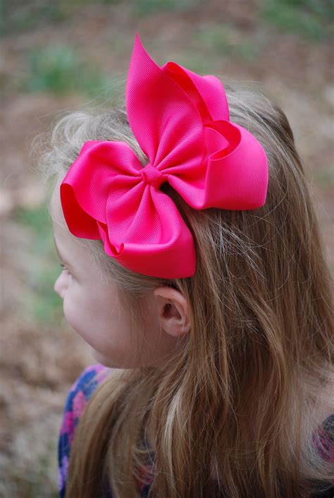 Pink Hair Bow Big Bow 6in Hair Bow Pink Bow Basic Hair | Etsy