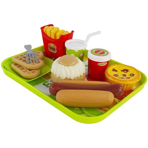 Children's Colorful Pretend Play Toy Food Playset w/ Tray, Cups, & Toy Food - Walmart.com ...