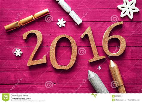 2016 New Year Celebration Design on Table Stock Photo - Image of merry ...