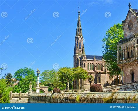 COMILLAS PALACE NEXT TO CHURCH Stock Photo - Image of comillas, church ...