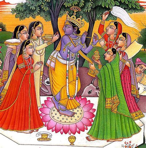 Lord Krishna with Gopis | Exotic India Art