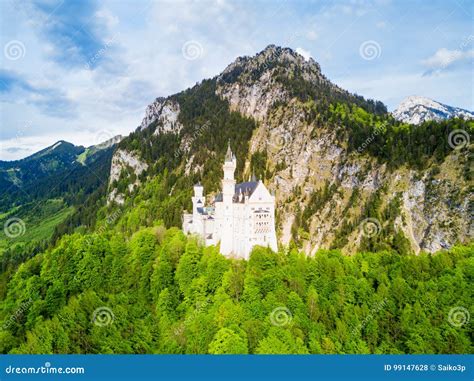 Neuschwanstein Castle Aerial View Stock Photo - Image of medieval ...