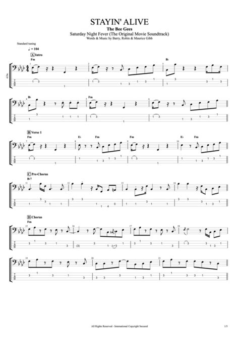 Stayin' Alive Tab by Bee Gees (Guitar Pro) - Full Score | mySongBook