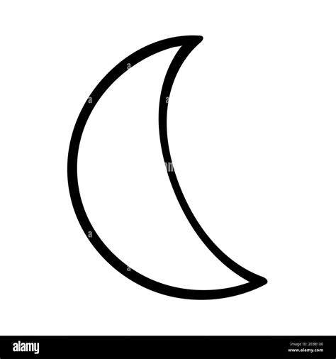 Crescent moon outline, isolated simple hand drawn black and white ...