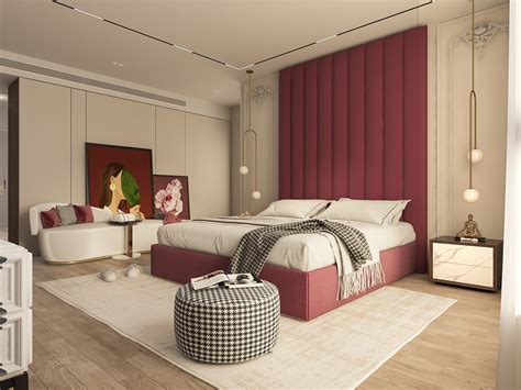 Bedroom with red walls on Behance