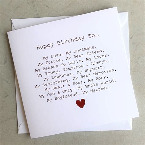 Personalised Boyfriend Birthday Card Poem Card Romantic - Etsy