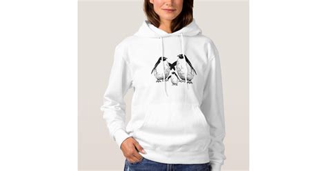 Beautiful Women Black White Penguin Family Hoodie | Zazzle