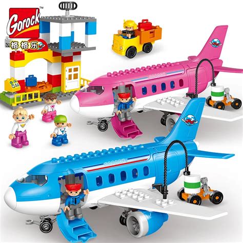 Airport Theme Toys Children 82pcs Big Particles Sea And Air Assembly Toy Car Airplane Series ...