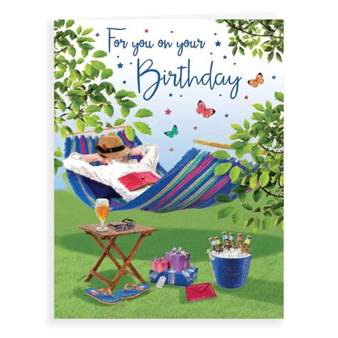 Cards Direct | Birthday Card Open Male, Man In Hammock