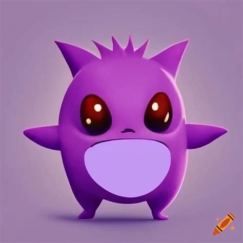 Purple sphere animal in low poly digimon style with insect wings and a cute face on Craiyon