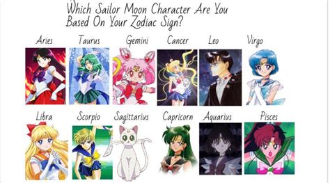 Sailor Moon Zodiac Chart | Capricorn and aquarius, Moon zodiac ...