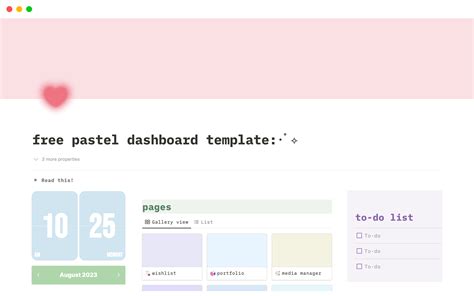 Pastel/Soft Girl Aesthetic Personal Dashboard | Notion Template