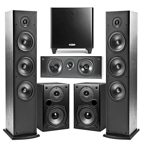 Polk Audio T30 Center Channel Speaker with Polk DSW PRO 440 WI Subwoofer and Home Theater Music ...