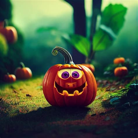 Premium AI Image | Cute halloween pumpkins in autumn park