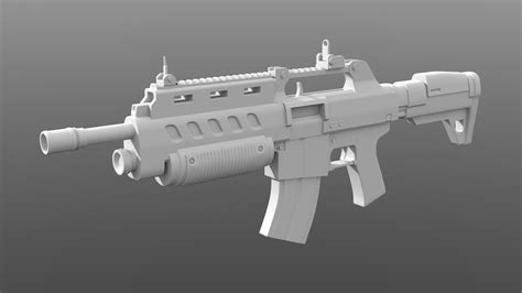 Assault Rifle Sci-Fi 3D Model Game ready .obj - CGTrader.com