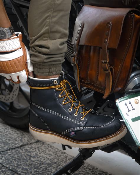 Black Moc Toe Motorcycle Boots 6 inch | Thorogood USA – Great Lake ...