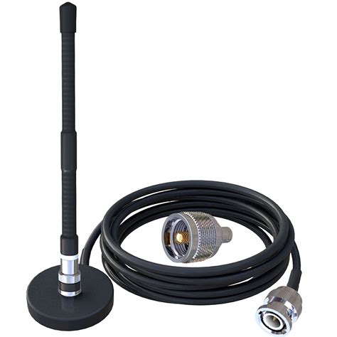 ELECTCHN CB Antenna 27MHz Soft Whip with Magnetic Base, RG58 BNC Extension Cable and PL259 Male ...