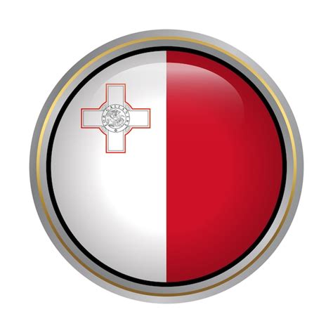 Premium Vector | Malta flag circle shape button glass texture on white