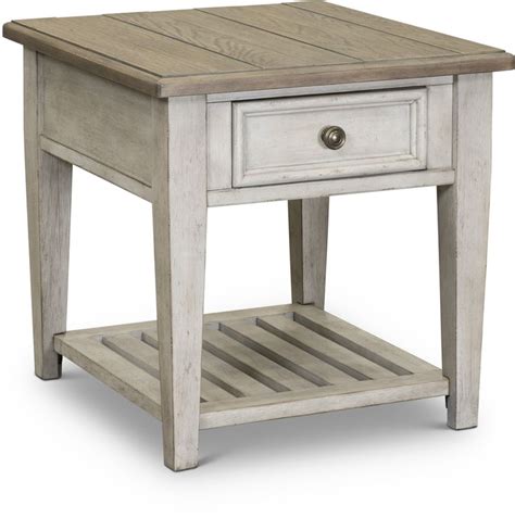 Weathered White Oak End Table with Drawer - Heartland in 2020 | End tables with drawers, Oak end ...