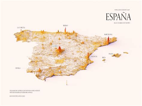 Population density map of Spain. by... - Maps on the Web