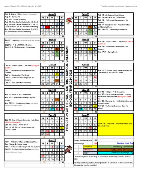 School Year Calendar | Princeton City Schools