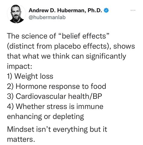 Andrew Huberman, Ph.D. on Instagram: “MINDSET TRULY MATTERS• - Incredible work done by ...