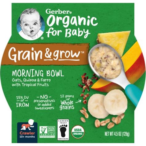 Gerber® Organic Grain & Grow™ Morning Bowl Tropical Fruits Baby Cereal, 4.5 oz - City Market