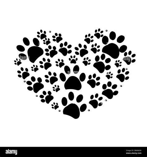 Heart Dog Paw Print Vector Cut File For Cricut, Silhouette, Png Dxf Png ...