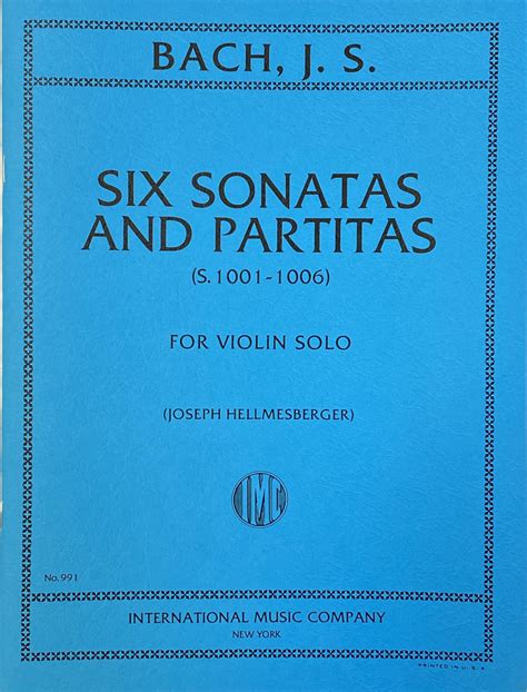 BACH, J. S.: Six Sonatas and Partitas (S. 1001-1006) for Violin Solo ...