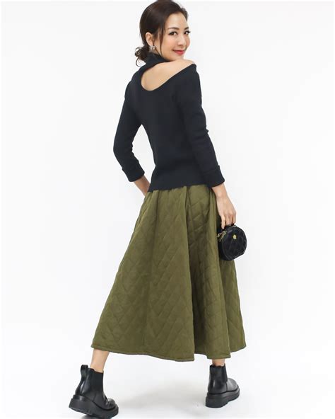 green quilted flare skirt *pre-order* – STYLEGAL