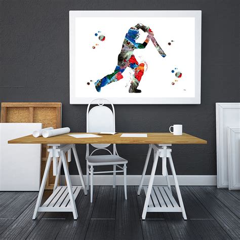 Cricket Player Watercolor Print Cricket Sport Art Print - Etsy