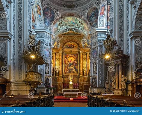 Interior of Dominican Church in Vienna, Austria Editorial Photography - Image of interior ...