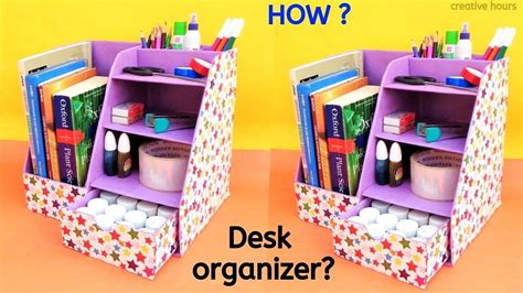 DIY: How to make Desk Organizer from Cardboard Box | Best out of waste - YouTube