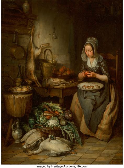 Charles van Meer (Belgian, 1810-1868). The larder, 1844. Oil on | Lot ...