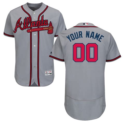 Men's Atlanta Braves Majestic Road Gray Flex Base Authentic Collection Custom Jersey