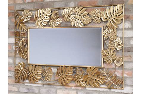 Gold Tropical Leaf Metal Frame Wall Mirror 130 x 80 cm NEW | Framed mirror wall, Mirror wall, Mirror