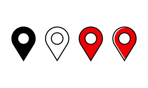 Map locator pin icon set. Locator marketr icon collection in solid, outlined, color outlined and ...