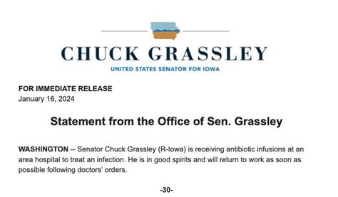 BREAKING: Chuck Grassley hospitalized to treat an infection | The Post ...